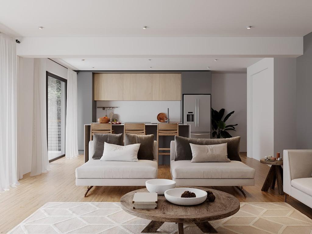 Modern prefab duplex Sooke British Columbia — living room 4